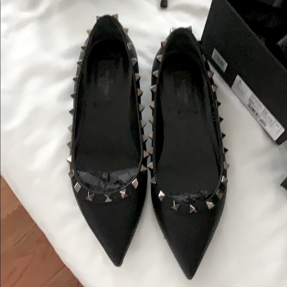 Valentino POINTY ROCKSTUD  Black Ballerina Flats  6.5
